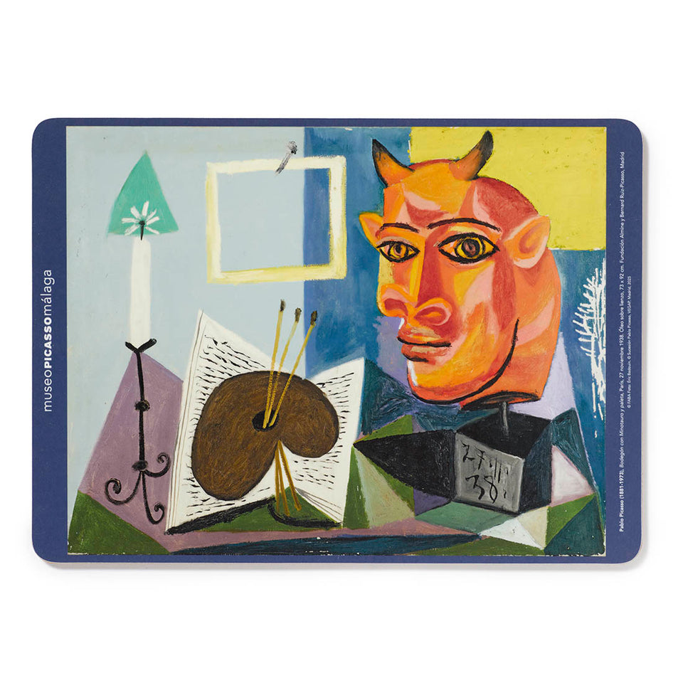Salvamantel Picasso. Bodegón con minotauro y paleta
