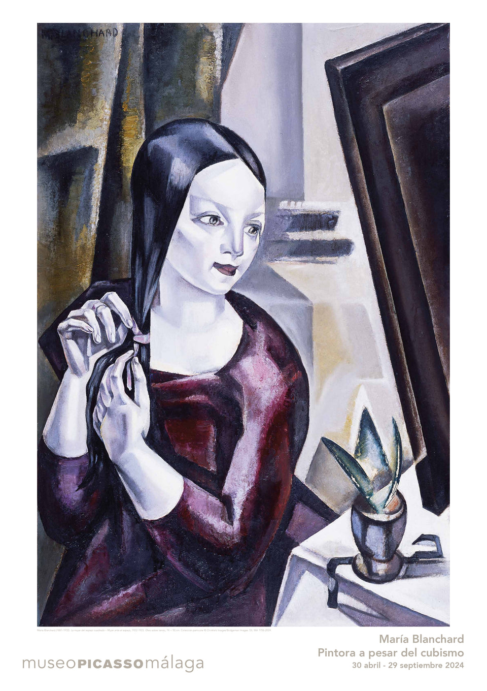 Poster. The Woman with the Square Mirror - Woman before the Mirror by María Blanchard