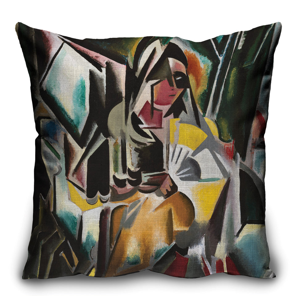 Cushion Cover Lady with Fan by María Blanchard