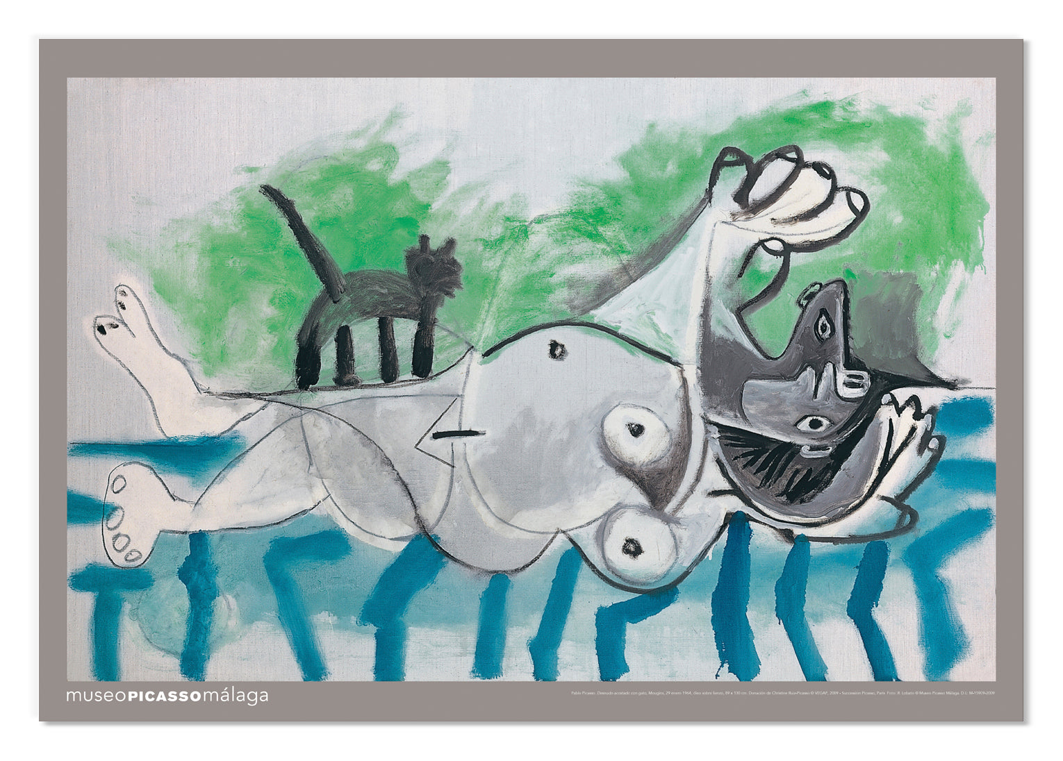 Póster Picasso Desnudo acostado con gato – Tienda Museo